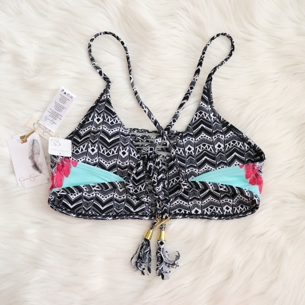 NWT Jessica Simpson Bohemian Tribal Print Bikini Swim Set Size Small - Picture 5 of 13
